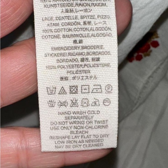 Free People white smocked gauze bell sleeve cotton dress size Small - Picture 4 of 6